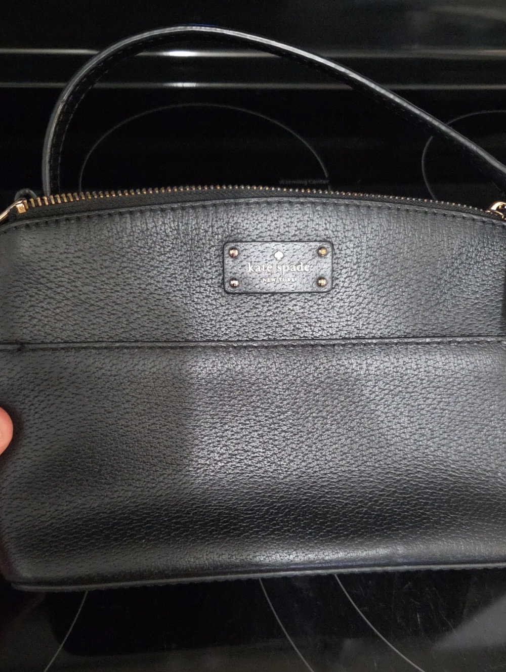kate spade Black Pebbled Leather Crossbody with Gold Hardware